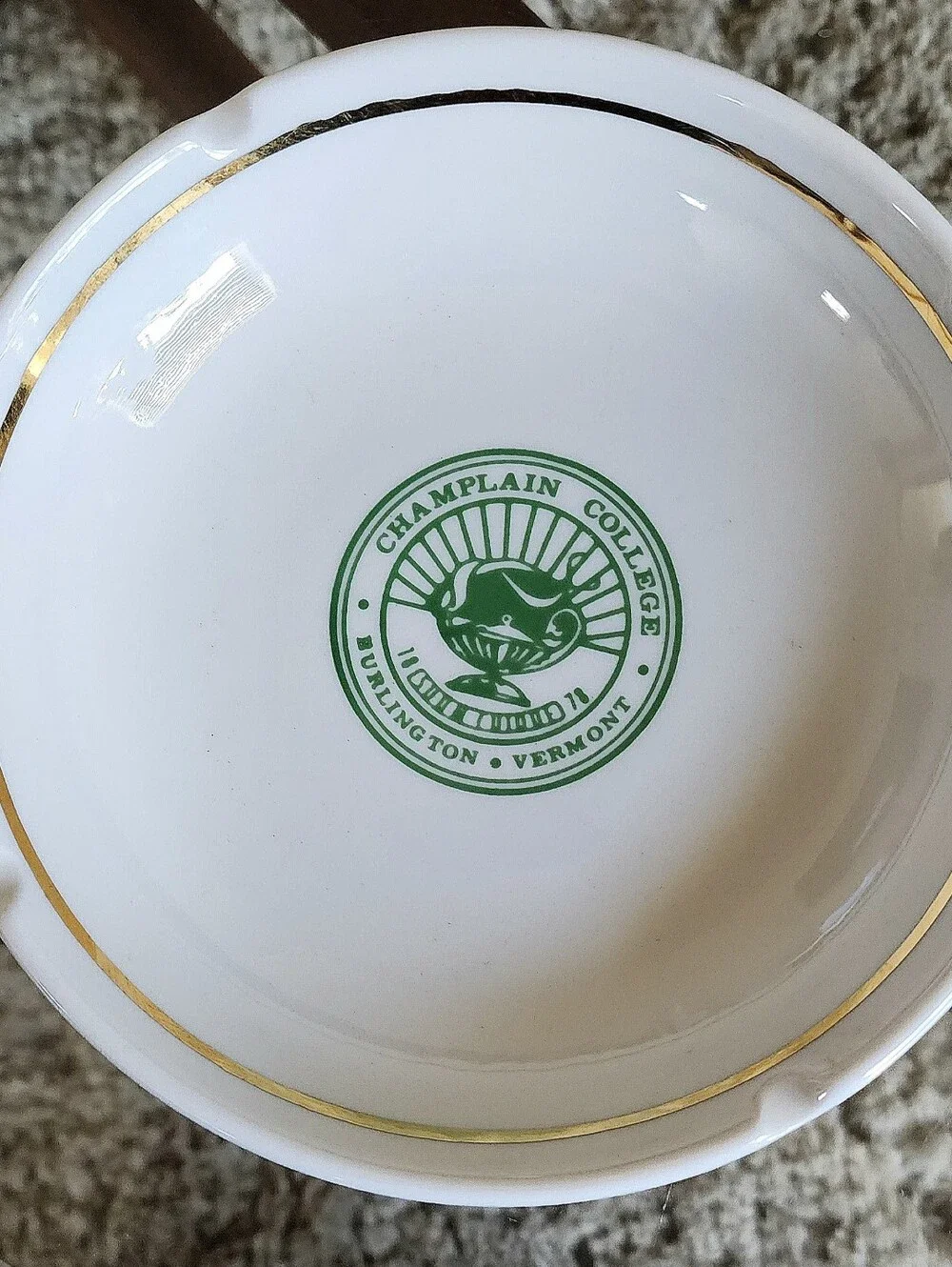 Vntg Champlain College Ashtray 60s - Picture 14 of 14